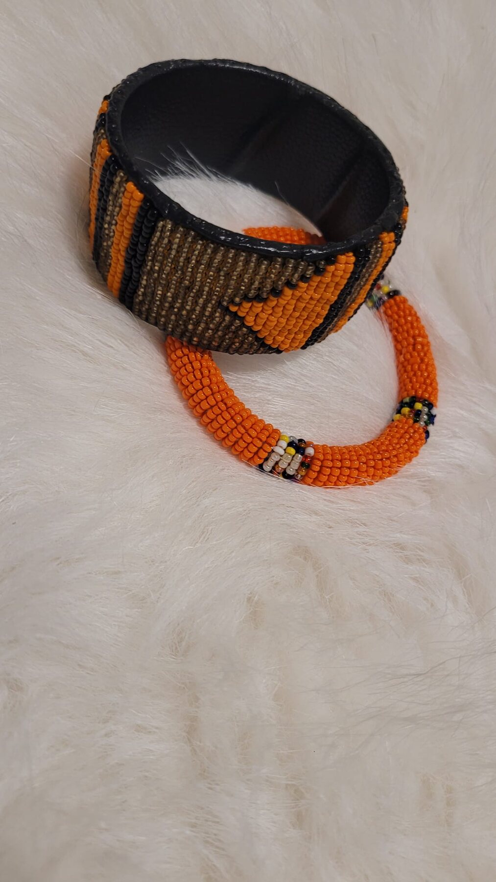 Orange beaded bracelet set